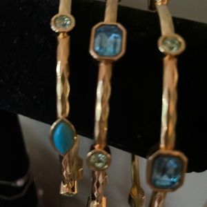 Ladies Brass Bracelets, excellent condition, multi color stones.